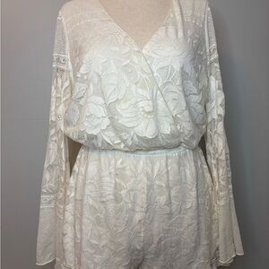 Show Me Your MuMu Cream Lace Romper